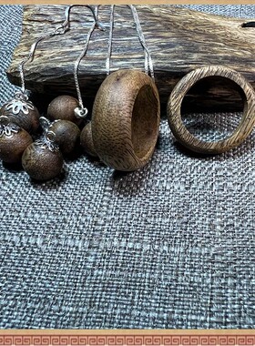 沉香木质扳指戒指手工雕刻