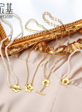 潮宏基珠宝吊坠日韩风银项链