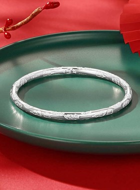 潮宏基好事发生足银手镯银饰镯子手饰大吉大利生日礼物生日