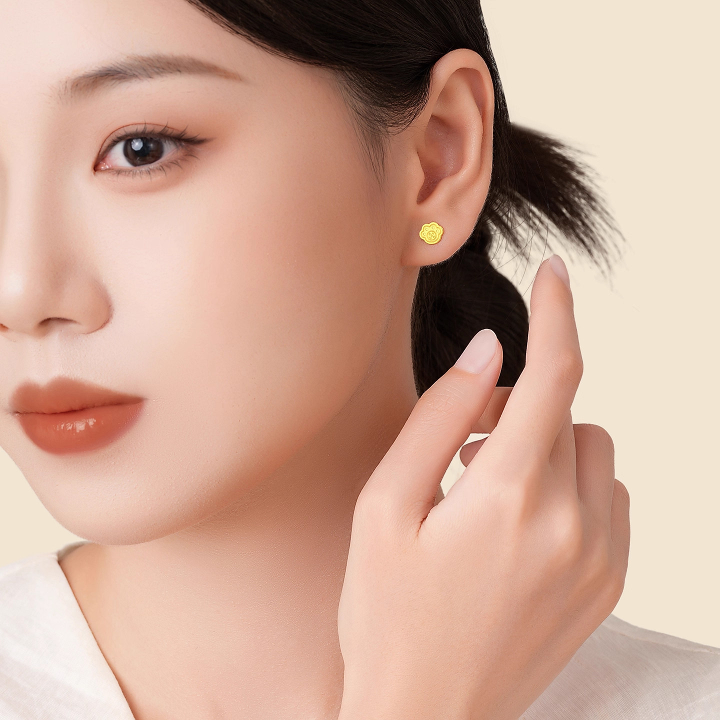 潮宏基宠物联萌足金耳钉黄金耳饰小鱼小猫生日礼物送女友 计价,淘宝优惠券,粉丝福利购,淘宝优惠卷