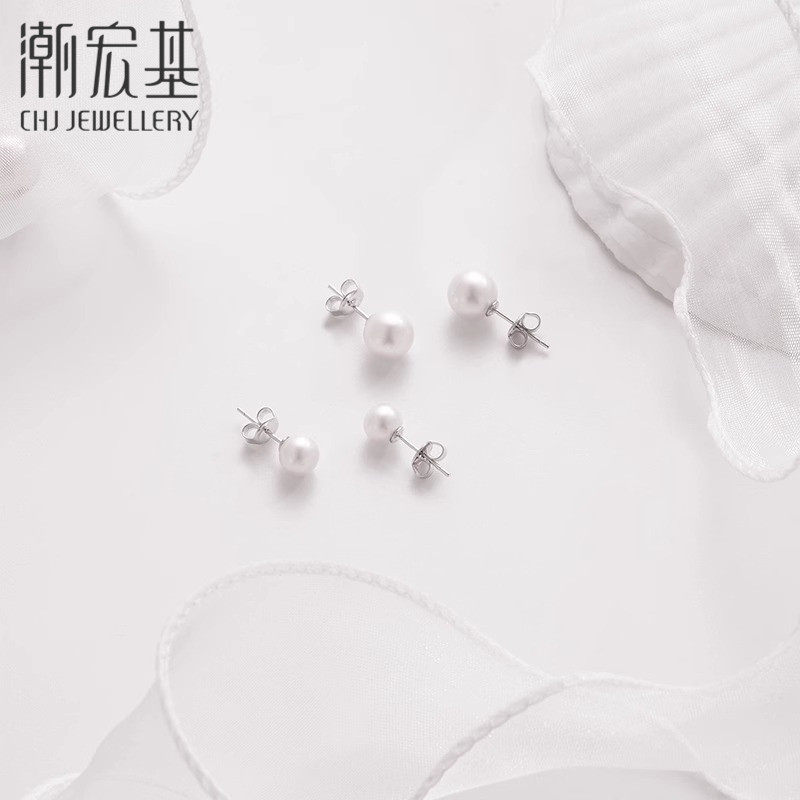 潮宏基仙梦S925银珍珠耳饰耳钉淡水珠简约百搭通勤大小版女z,淘宝优惠券,粉丝福利购,淘宝优惠卷