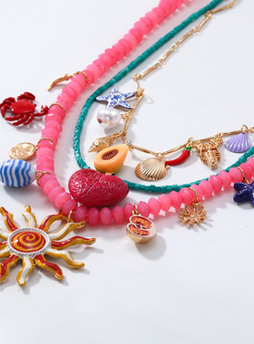 ZA欧美风多层沙滩度假项链女贝壳