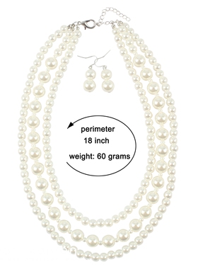 Multi layer Pearl Necklace Earrings women珍珠短款女气质项链