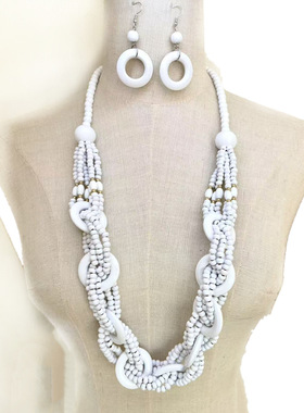 新款复古风多层圆片串珠项链个性