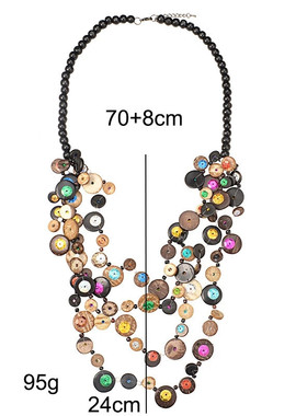 necklace women波西米亚民族项链女式黑色木珠链复古个性长款项链