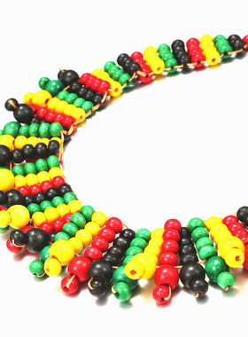复古木质项链非洲风情木珠手工多层编织颈链Wood necklace women