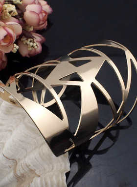 欧美夸张时尚酒吧女歌手演出手环镂空合金大气开口手镯女bracelet