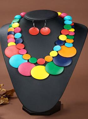 亚马逊热销欧美夸张复古彩色木片