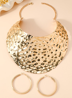 欧美潮流项圈几何金属朋克夸张项圈短款光面项链爆款necklace wom