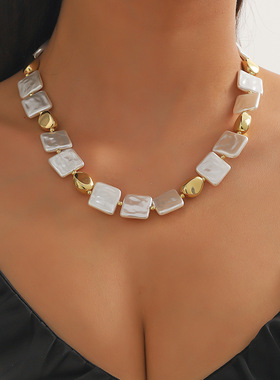 欧美亚马逊饰品珍珠饰品高级感礼物项链女巴洛克珍珠项链necklace