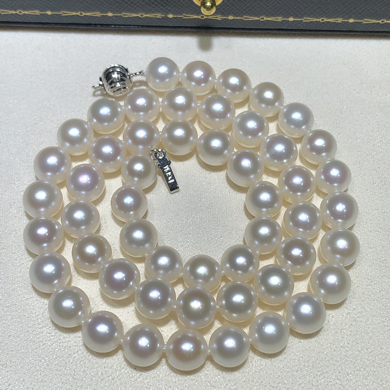 中国合浦南珠海水珍珠项链7.5-8天然白色正圆强光送妈妈福林珍珠