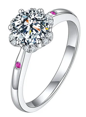 一克拉直播八箭仿戒指八简约心婚戒六爪莫桑石女钻戒