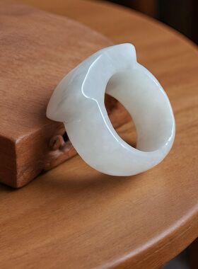 天然正品翡翠马鞍玉戒指扳指 天然翡翠绿飘花玉指环男女款玉戒指