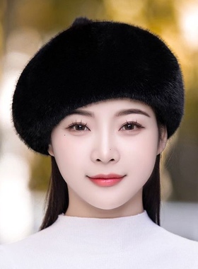 新款仿水貂韩版南瓜贝雷帽时尚百搭秋冬季洋气女士帽子贝雷帽女