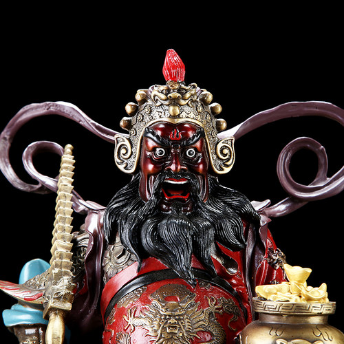 圆通佛具赵公明武财神五路财神纯铜仿古正财神招财神佛像风水摆件 - 图0