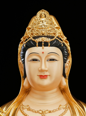 贴金南海观音佛像法轮观世音菩萨