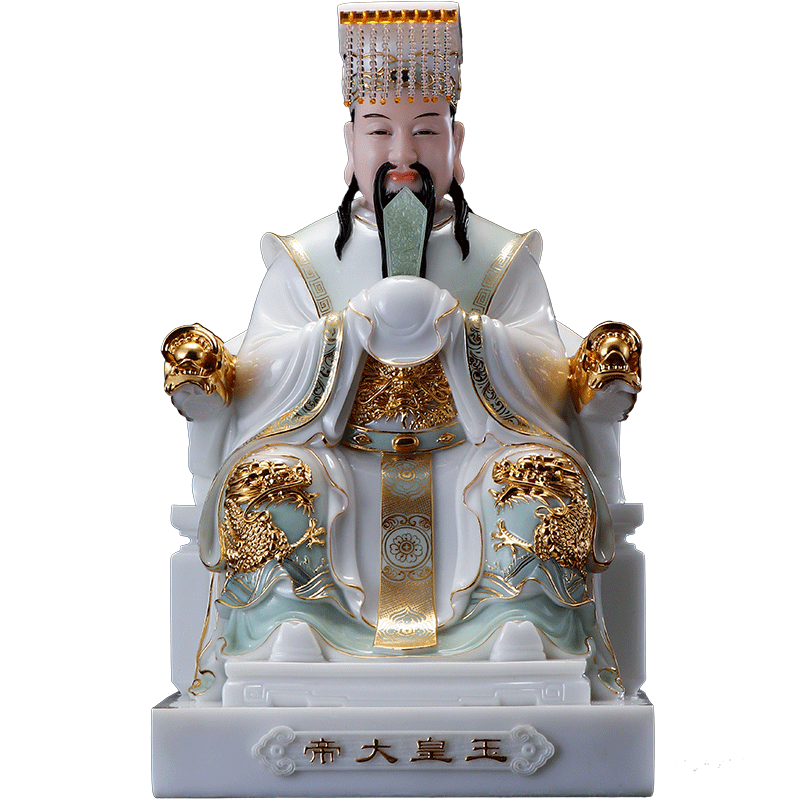 汉白玉天清贴金玉帝王母神像摆件玉皇大帝王母娘娘瑶池金母供奉像 - 图3