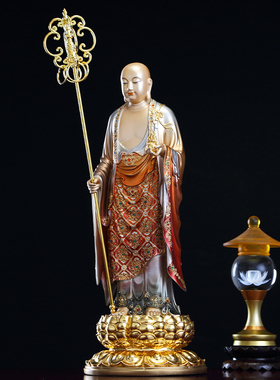 纯铜珐琅地藏王菩萨佛像站像大型