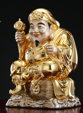 纯铜贴金招财大黑天财神摆件大号