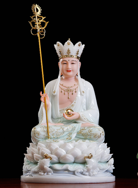 汉白玉天清娑婆三圣佛像笑眼观音