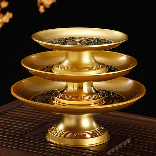 圆通佛具纯铜合金供佛水果盘镀金贡果碟供奉用品佛堂供具供盘包邮 - 图2