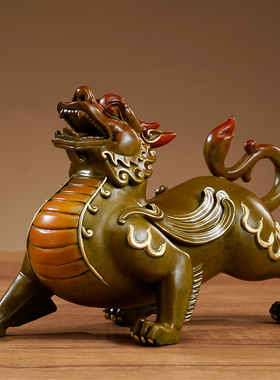 铜貔貅摆件一对客厅招财聚财皮休