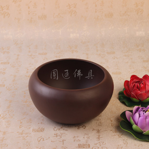圆通佛具用品陶瓷饭钵大号紫砂钵盂寺庙和尚出家人僧人饭碗包邮 - 图3