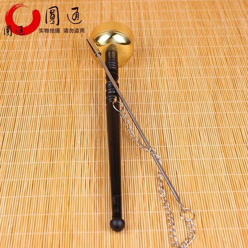 圆通佛具引磬直杆引罄法器佛堂用品乐器长柄引庆铜引擎佛乐铜铃 - 图1