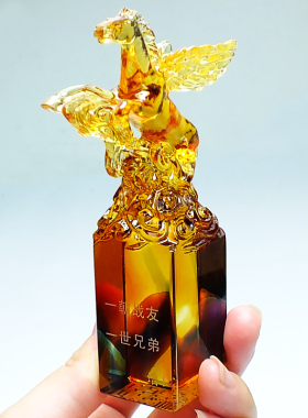 琉璃印章马的吉祥物摆件纪念品