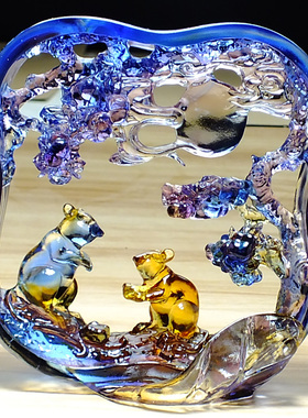 水晶老鼠摆件招财属鼠的生日礼物