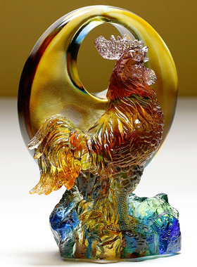 鸡的吉祥物摆件琉璃公鸡工艺品