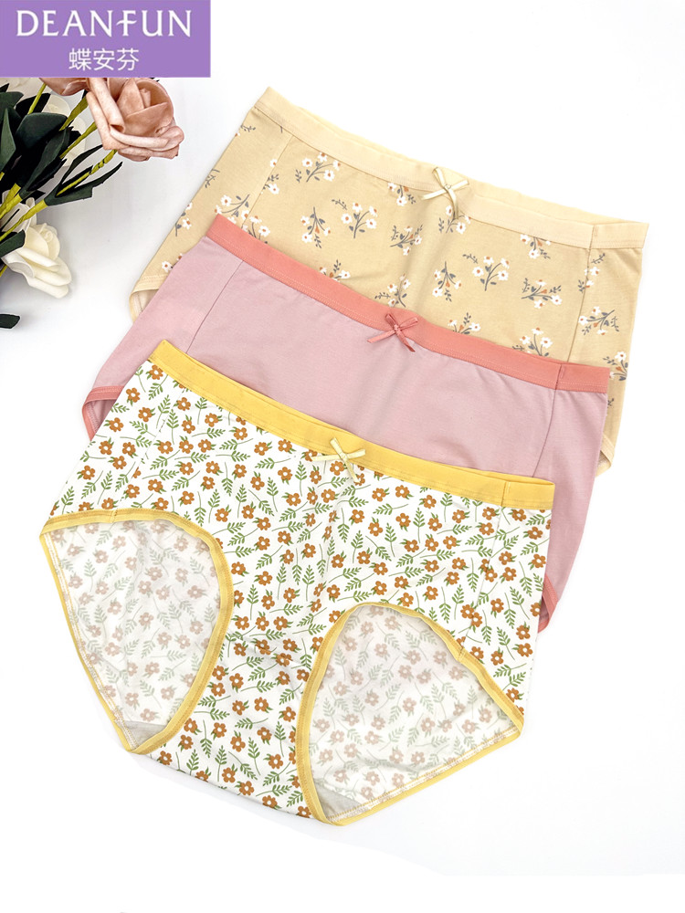 3条装蝶安芬内裤女透气莫代尔棉纯棉档高腰女士平角裤新款13797-图0
