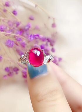 925银红刚玉戒指指圈主石尺寸