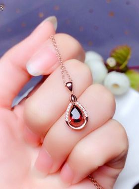 红宝石石榴石日韩版生日节日项链