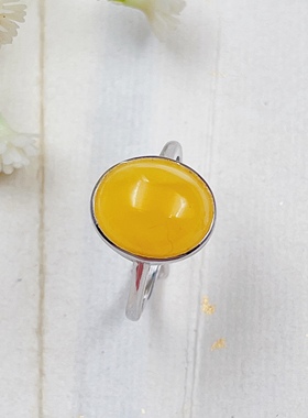 925银蜜蜡戒指925蜜蜡