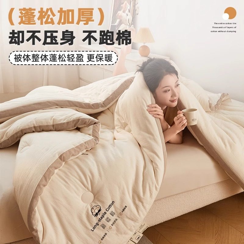 100%新疆棉花被子冬被棉被全棉冬季加厚纯棉花被芯春秋被2025新款,淘宝优惠券,粉丝福利购,淘宝优惠卷