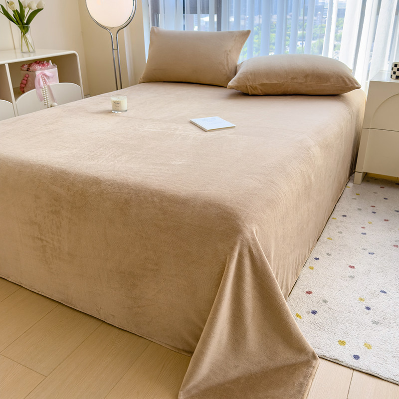 冬季加厚牛奶绒床单单件法兰珊瑚绒宿舍单人2025新款纯色加绒被单,淘宝优惠券,粉丝福利购,淘宝优惠卷