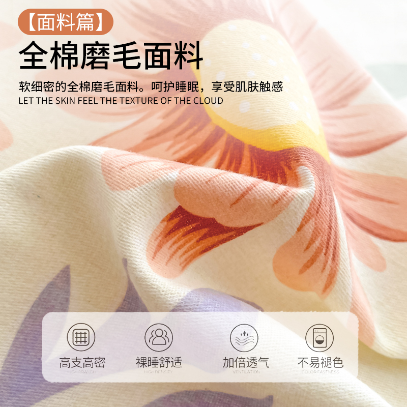 全棉磨毛床单四件套冬季加厚2025新款纯棉被套被罩宿舍床上三件套 - 图0