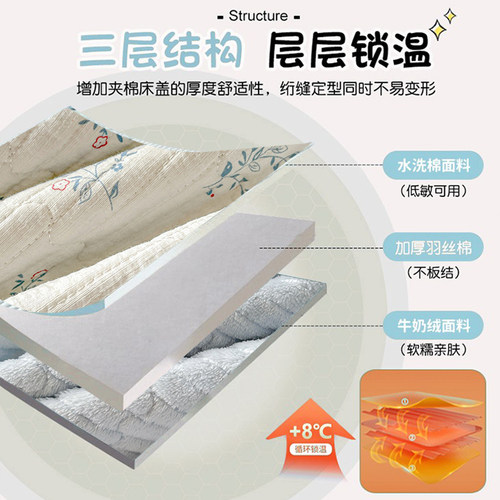 加厚牛奶绒夹棉床单单件2026新款冬季单人被单加绒床垫褥毛毯床盖 - 图1