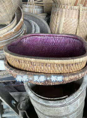 草帽柳编田园风竹篮老物件特价