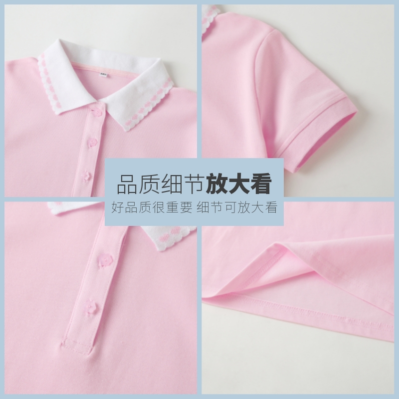 儿童校服英伦风枣红色短袖polo衫校服学院中小学生夏季T恤polo衫-图1