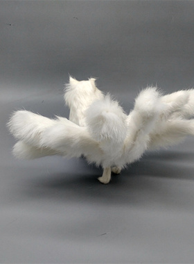 仿真九尾狐摆件皮毛动物家居