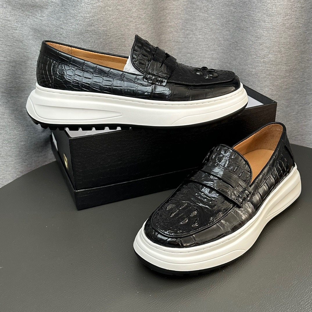 正品鳄鱼皮皮鞋男乐福鞋时尚一脚蹬皮鞋超软套脚男鞋超轻休闲鞋潮,淘宝优惠券,粉丝福利购,淘宝优惠卷