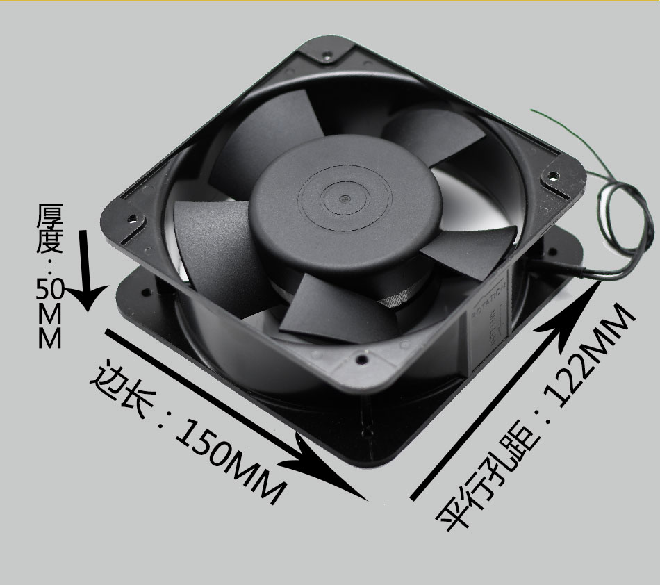 WUZHOUFAN全新15CM15050双滚珠220V散热风扇交流380V机柜轴流风机-图2