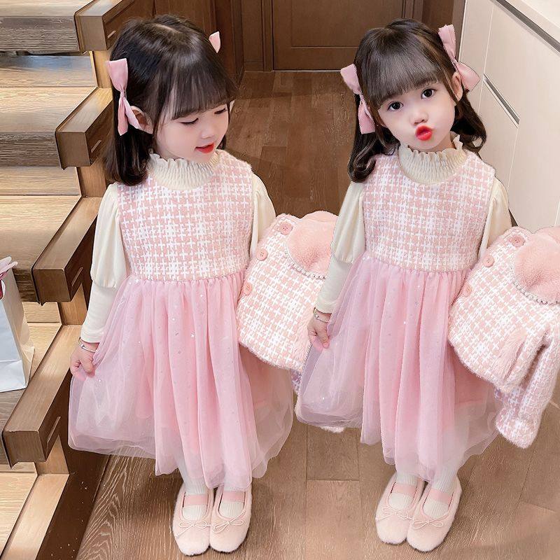 ABC女童连衣裙秋冬洋气加绒生日礼服裙子儿童套装裙冬季小香风公,淘宝优惠券,粉丝福利购,淘宝优惠卷