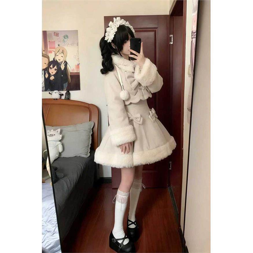 ABC甜美连衣裙+斗篷外套冬季lolita少女感套装保暖新款,淘宝优惠券,粉丝福利购,淘宝优惠卷