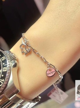 香港六福代购pt950锁独角兽手链