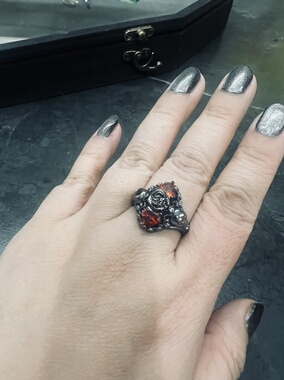 清货 暗黑哥特亚文化高级维多利亚朋克风复古宫廷玫瑰花戒指指环