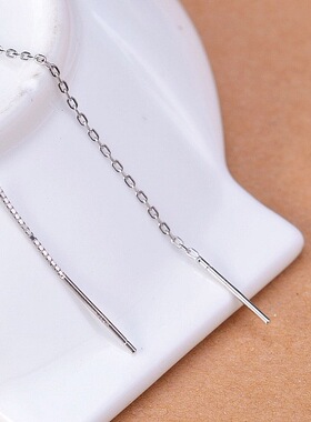 s925纯银镀白金穿珠针硅胶串珠