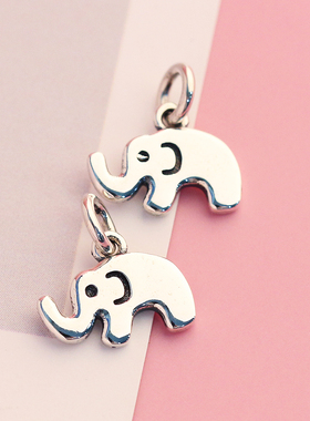 可爱小象吊坠光面diy戒指串珠